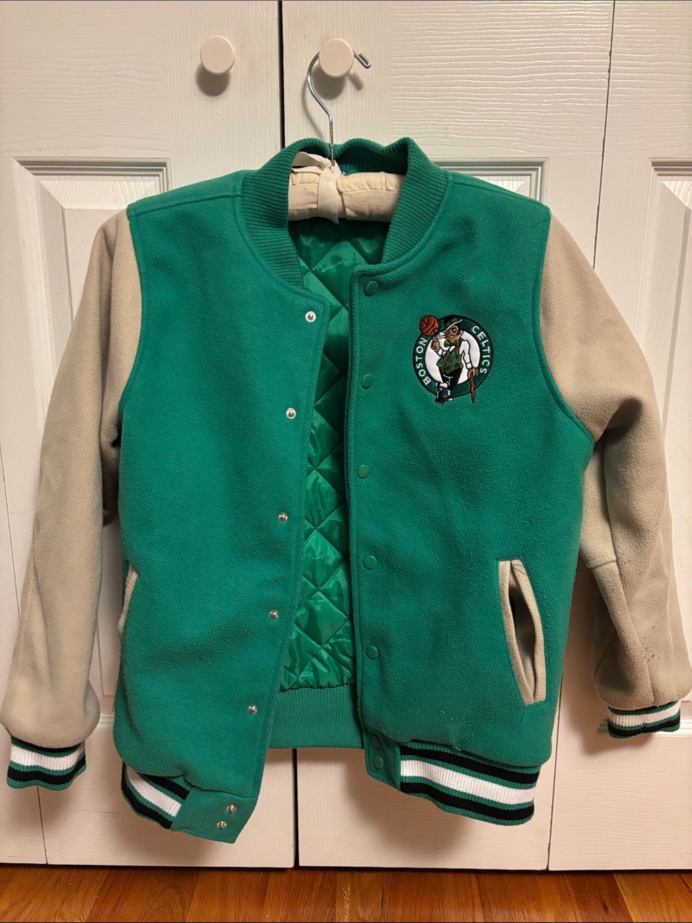 NBA Green and Cream Letterman Jacket